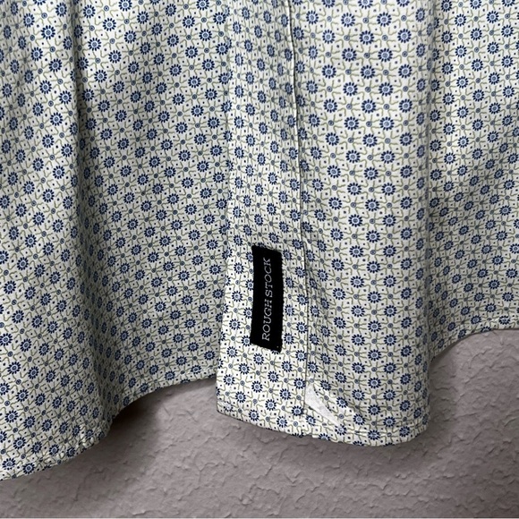 Rough Stock Mens 3XL Pearl Snap Shirt White Blue Green Printed Western Rodeo - Picture 3 of 12